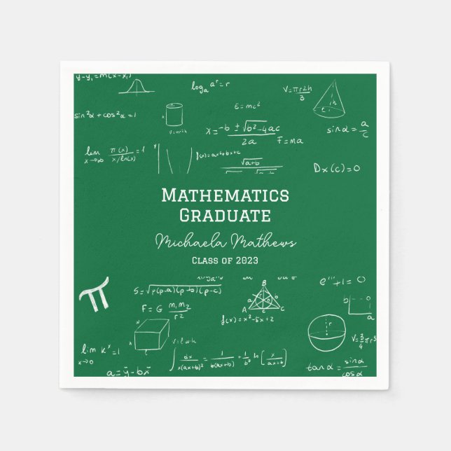 Grön Matematik Examen Klass för Utexaminerade Pappersservett (Framsidan)