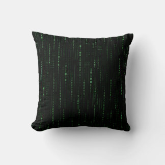 Grön Matrix Binär Kod Cyberpunk Tech Design Kudde