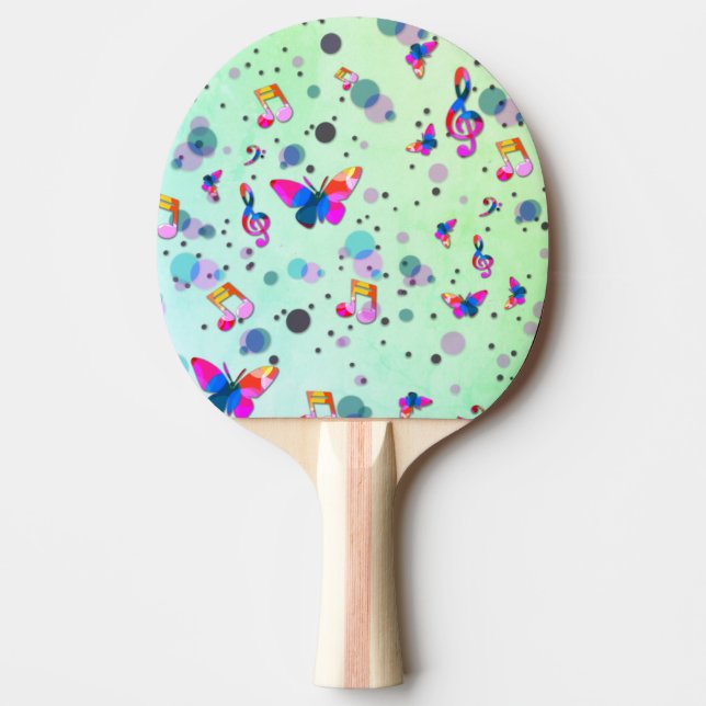 Grön med färgrik musikdesign pingisracket (Framsidan)