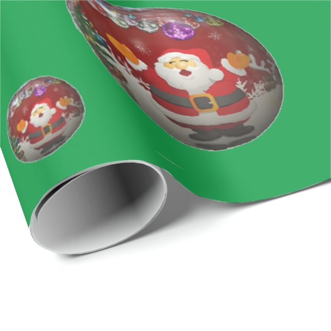 Grön med julpapper med tomte (Rullad Hörn)