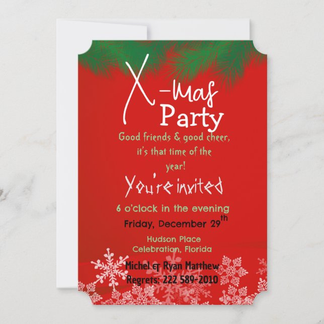 Grön med röd inbjudan (Framsida)