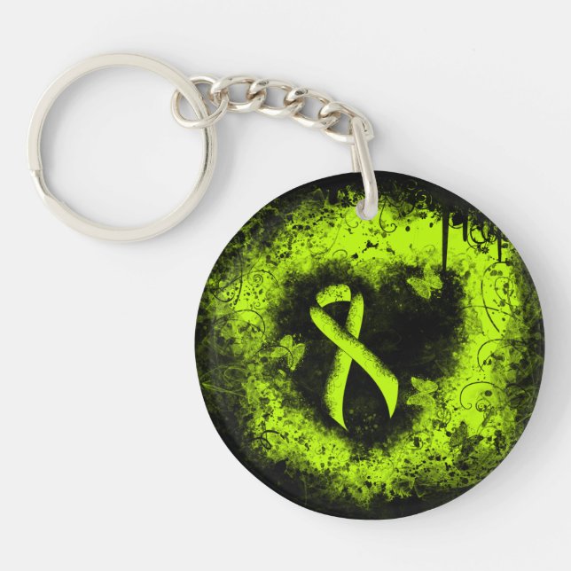 Grön medvetenhet om Lime Ribbon Grunge Heart (Framsidan)