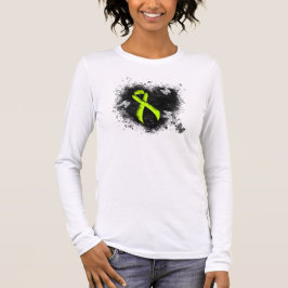 Grön medvetenhet om Lime Ribbon Grunge Heart T Shirt