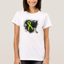 Grön medvetenhet om Lime Ribbon Grunge Heart T Shirt