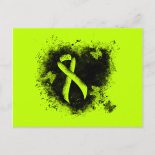 Grön medvetenhet om Lime Ribbon Grunge Heart Vykort