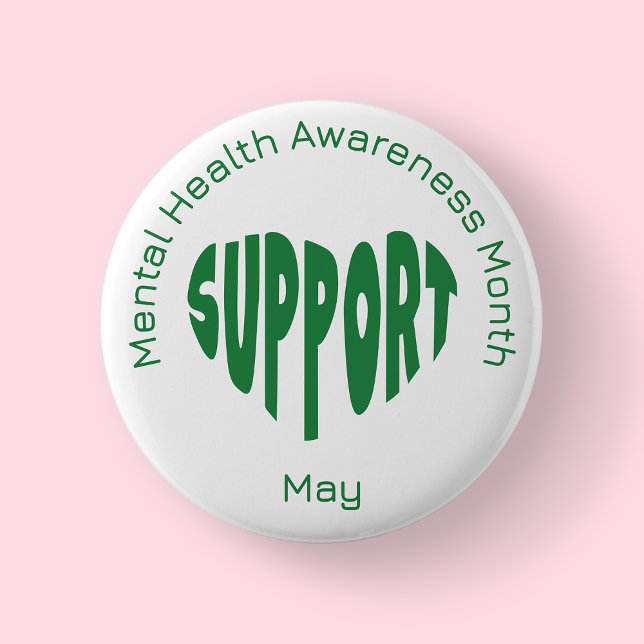 Grön Mental Hälsomedvetenhet Månad Knapp (Mantal Health Awareness Month)