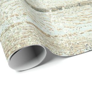 Grön metallisk damastast guld- Wood mer foxier f Presentpapper
