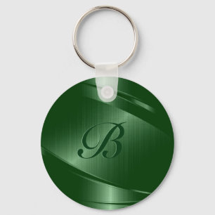 Grön metallisk geometrisk designmonogram nyckelring
