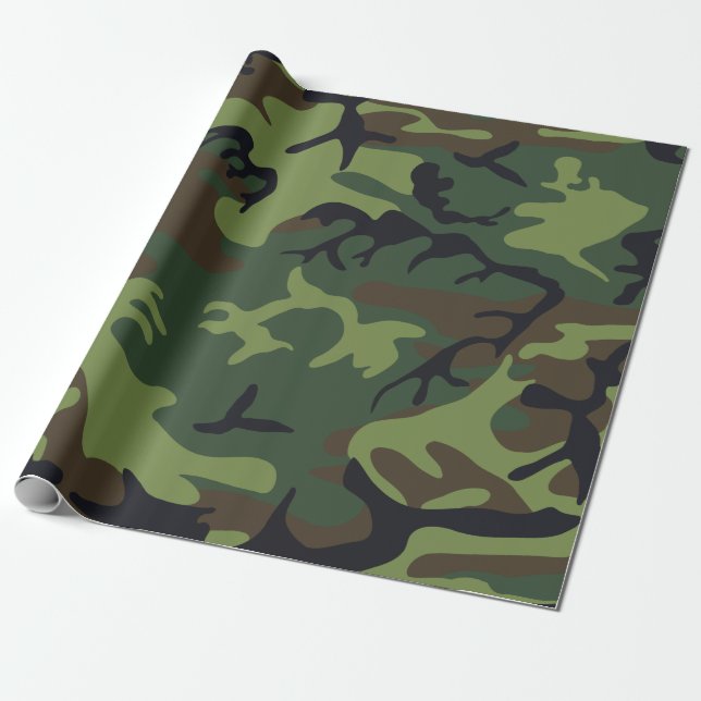 Grön militär kamouflage för skog presentpapper (Utrullad)