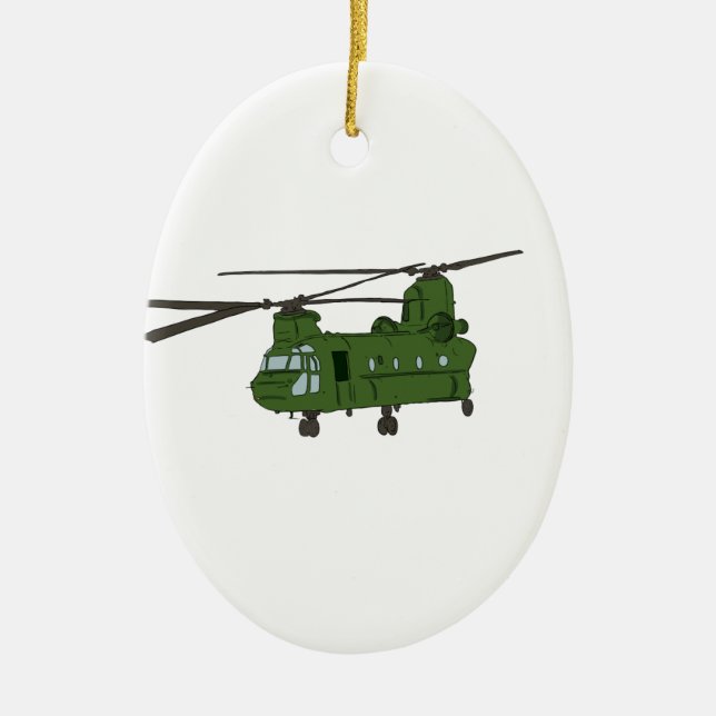 Grön militärhelikopter för Chinook CH-47 Julgransprydnad Keramik (Framsidan)