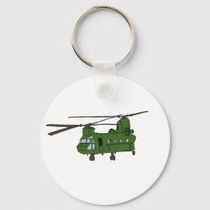 Grön militärhelikopter för Chinook CH-47 Nyckelring