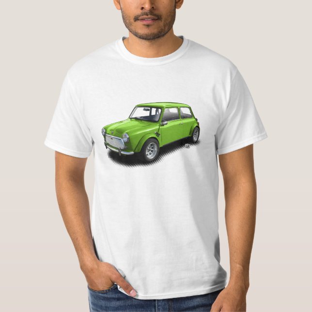 Grön mini- bil för klassiker på vitT-tröja T Shirt (Framsida)
