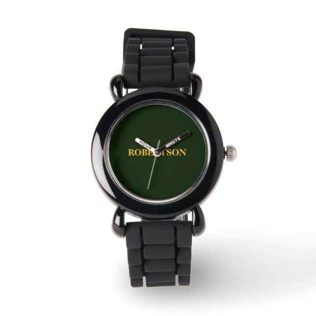 Grön minimalistisk anpassad namn  armbandsur (Framsida)