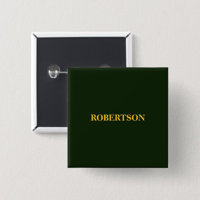 Grön minimalistisk anpassad namn  knapp (Framsida & baksida)
