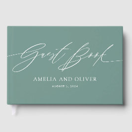 Grön minimalistisk bröllopsgästbok gästböcker