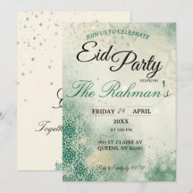 Grön minimalistisk elegant Eid-fest inbjudan