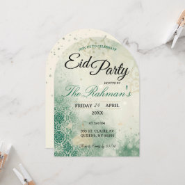 Grön minimalistisk elegant Eid-partajns inbjudning Inbjudningar