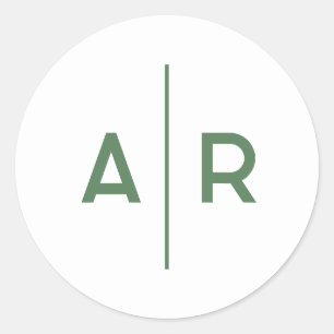 Grön minimalistisk elegant kuvertförsegling, bröll runt klistermärke
