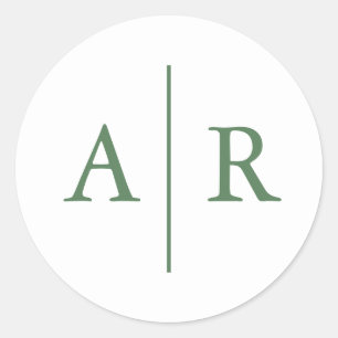 Grön minimalistisk elegant kuvertförsegling, bröll runt klistermärke