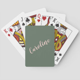 Grön minimalistisk kalligrafi Personligt namn Casinokort