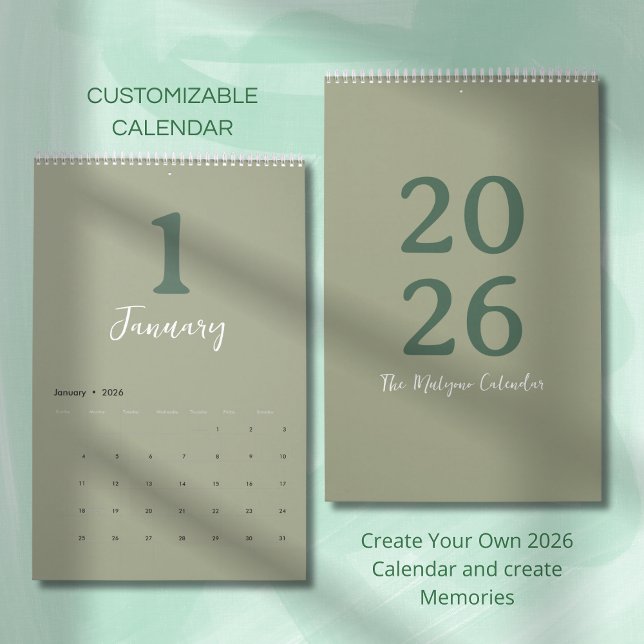 Grön minimalistisk ren modern designkalender kalender (Skapare uppladdad)