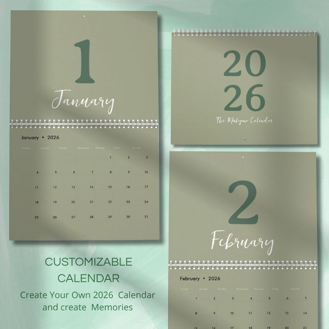 Grön minimalistisk ren modern designkalender kalender (Skapare uppladdad)