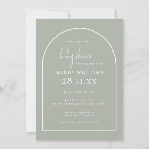 Grön minimalistisk skriptvalvs pojke baby shower inbjudningar