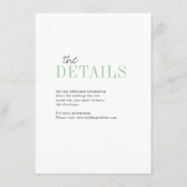 Grön minimalistisk typografisk vigselkort detalj tilläggskort