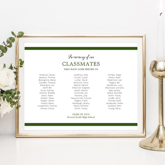 Grön minnesstund för våra klasskamrater skolåtertr poster (Skapare uppladdad)