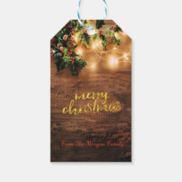 Grön mistel,Strängljus,Trä jul Presentetikett