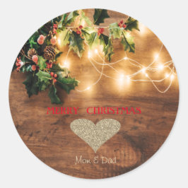 Grön mistel,Strängljus,Trä jul Runt Klistermärke