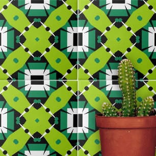 Grön modern Abstrakt-mosaik Geometrisk kalk Kakelplatta