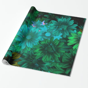 Grön modern blommigt presentpapper