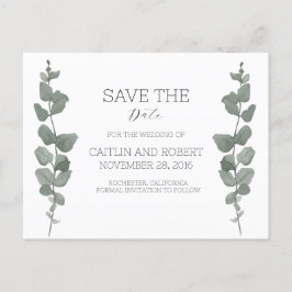 Grön modern bröllopsaffisch vykort