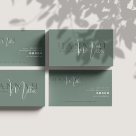 Grön | Modern Elegant - Minimalistisk QR-kod Visitkort