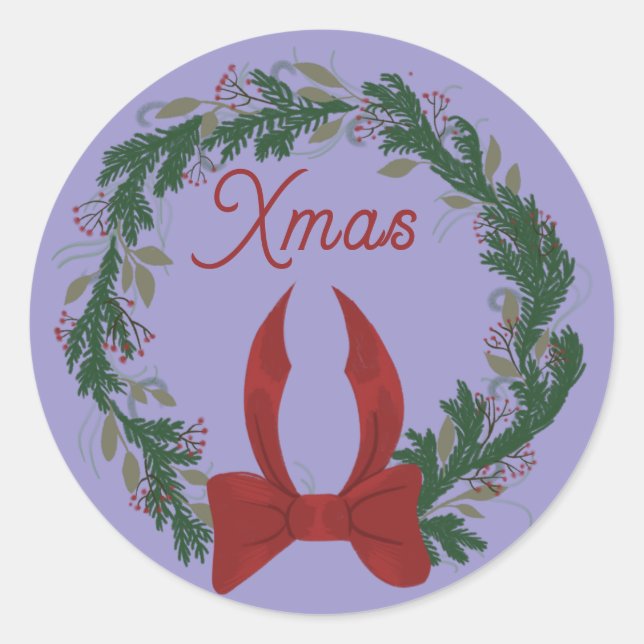 Grön modern God Jul anpassad jul etikett dekal (Framsida)