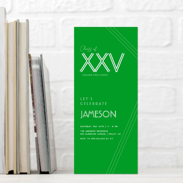 Grön | Modern Klass XXV Examenfest Inbjudningar (Skapare uppladdad)