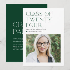 Grön Modern Minimalist Klass 2022 Examen Inbjudningar