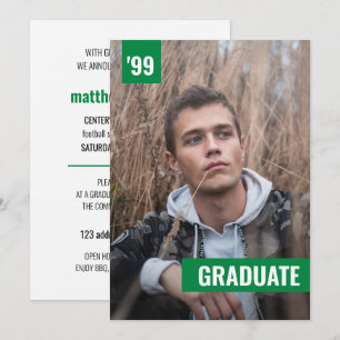 Grön, modern och djärv fotoexamen inbjudningar