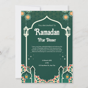 Grön modern Ramadan Iftar-festlig inbjudan