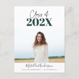 grön modern skriptutexamineringsfoto klass 2022 vykort