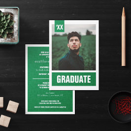 Grön Modern Texturerad Foto Examen Inbjudningar