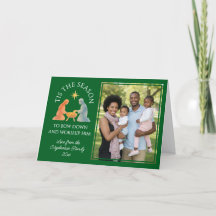 Grön Modern TIDEN ÄR KOMMEN Familjefoto Jul