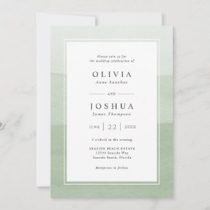Grön modern vattenfärgbröllopsinbjudan inbjudningar