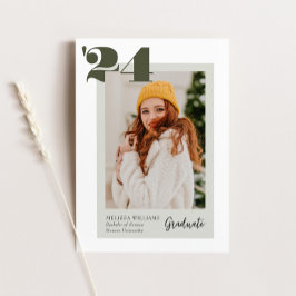 Grön Moderne Djärva Klass 2024 4 Foto Examen Inbjudningar