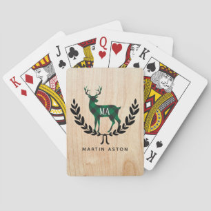 Grön Monogram för buffelplädfullvuxen hankronhjort Casinokort