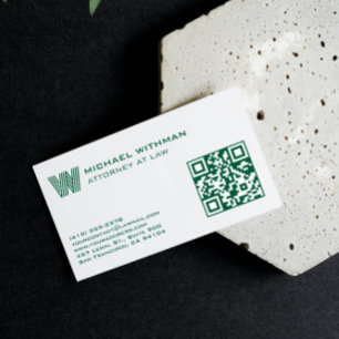 GRÖN MONOGRAM-LINJE QR JURIST REDOVISNINGSEKONOM VISITKORT