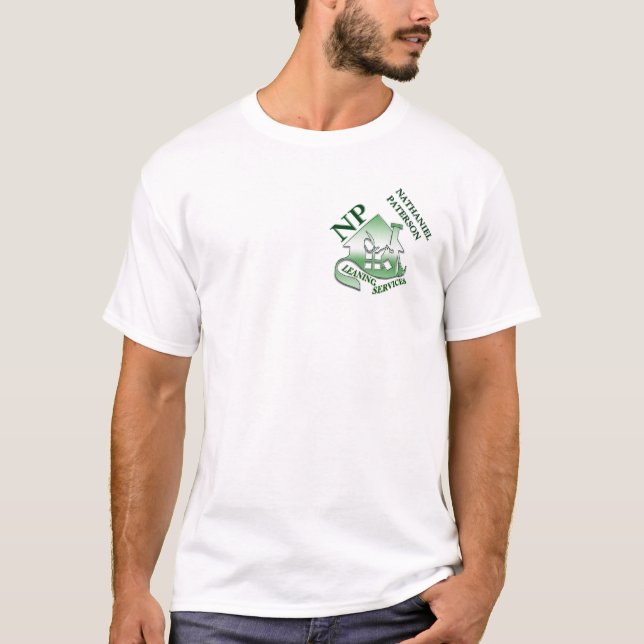 Grön Monogram Rengöringstjänst Uniformt Team T Shirt (Framsida)