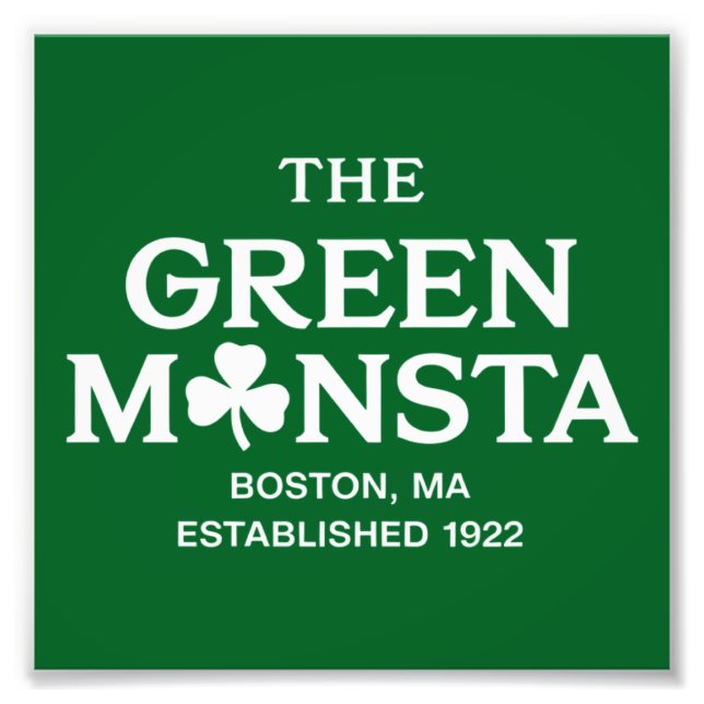 Grön Monsta Boston Grön Monstah Basebollpresent  Fototryck (Framsidan)