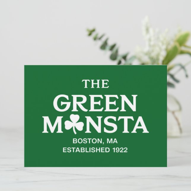 Grön Monsta Boston Grön Monstah Basebollpresent  Inbjudningar (Stående Fram)